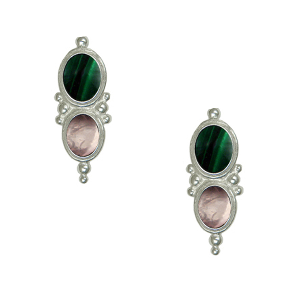 Sterling Silver Drop Dangle Earrings With Malachite